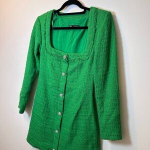 Zara Green Smocked Mini Dress